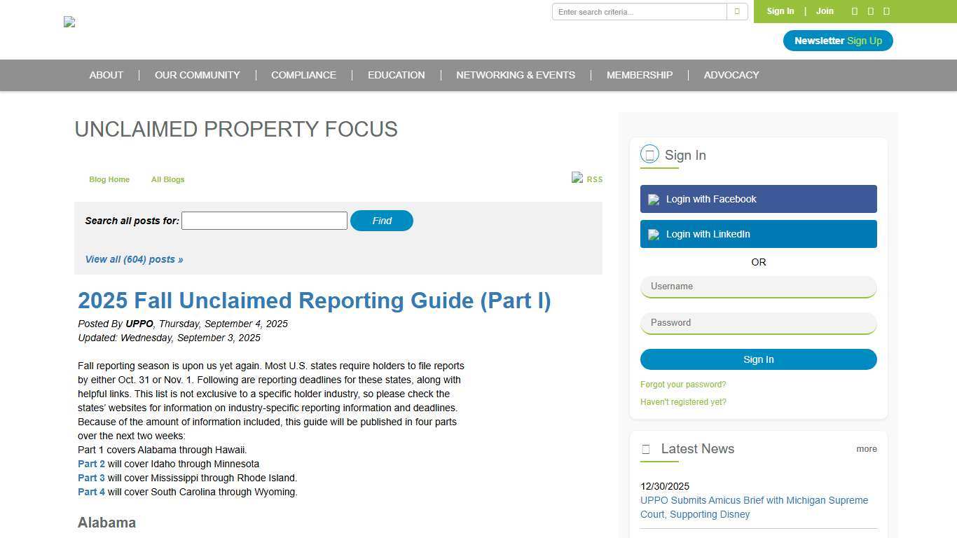2025 Fall Unclaimed Reporting Guide (Part I) - Unclaimed Property Professionals Organization